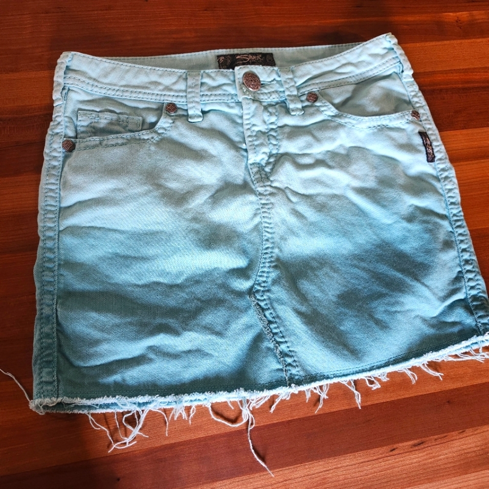 Silver Denim Skirt. Size 26
